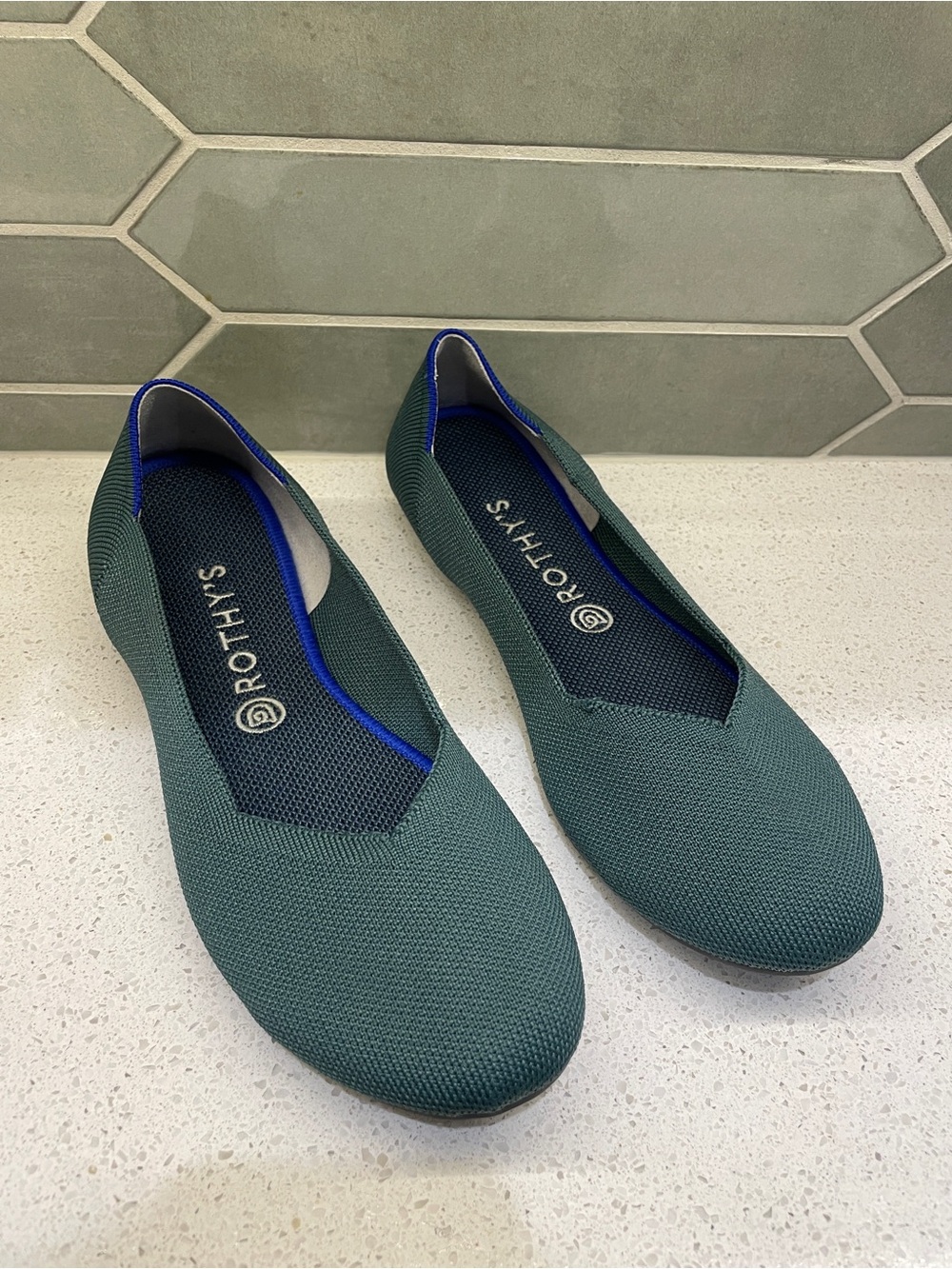 Rothy’s Round Toe Emerald Green Ballet Flats